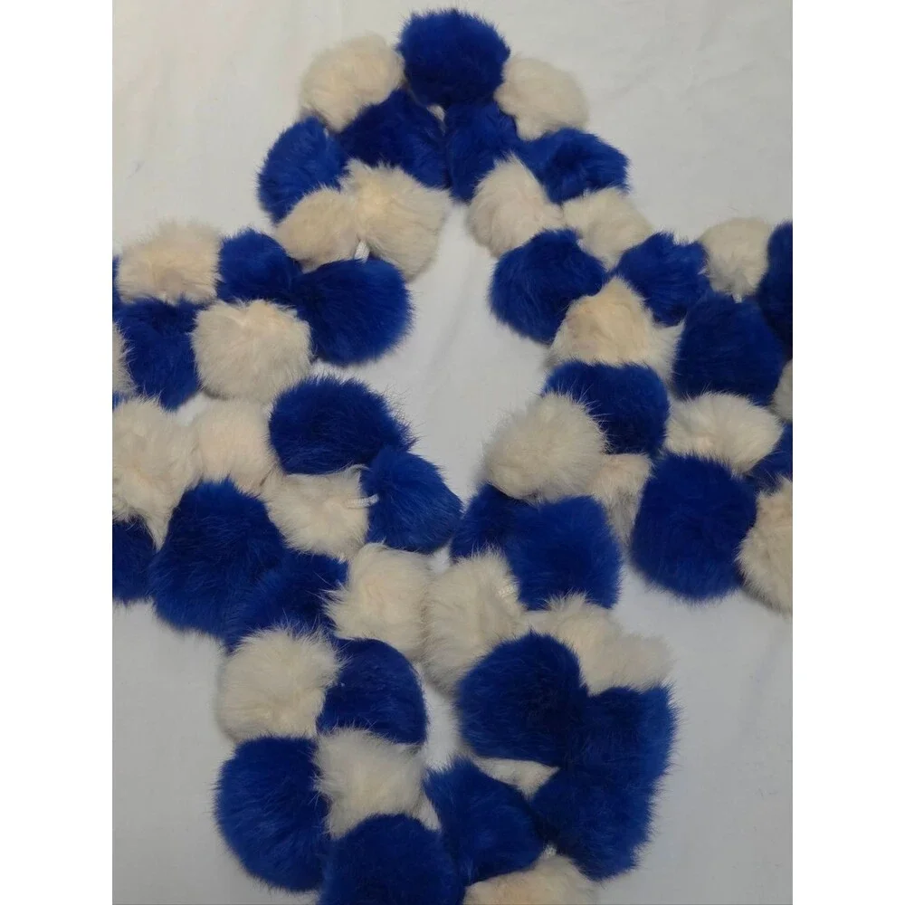 Cejon Rabbit Fur Pom Pom Infinity Scarf - Picture 3 of 7
